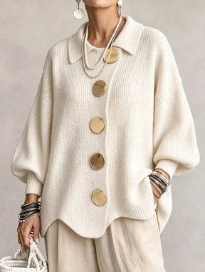 Victoire | Gilet oversize à gros boutons dorés