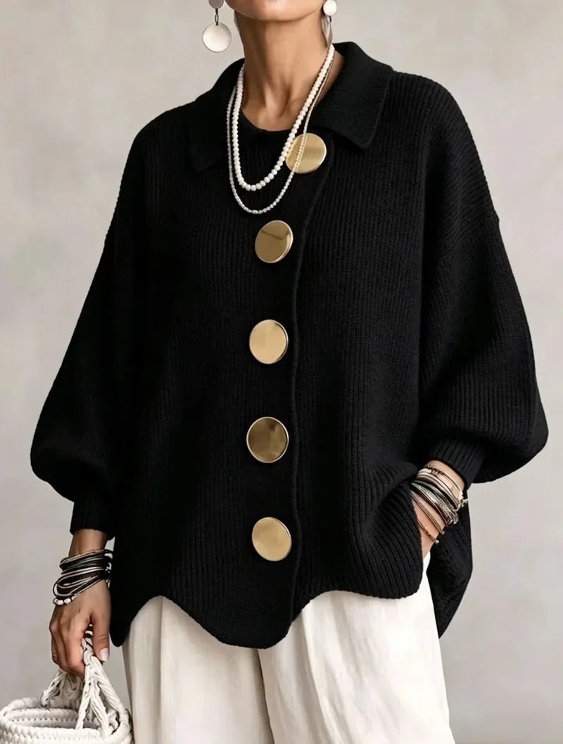 Victoire | Gilet oversize à gros boutons dorés