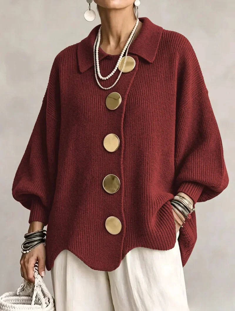 Victoire | Gilet oversize à gros boutons dorés