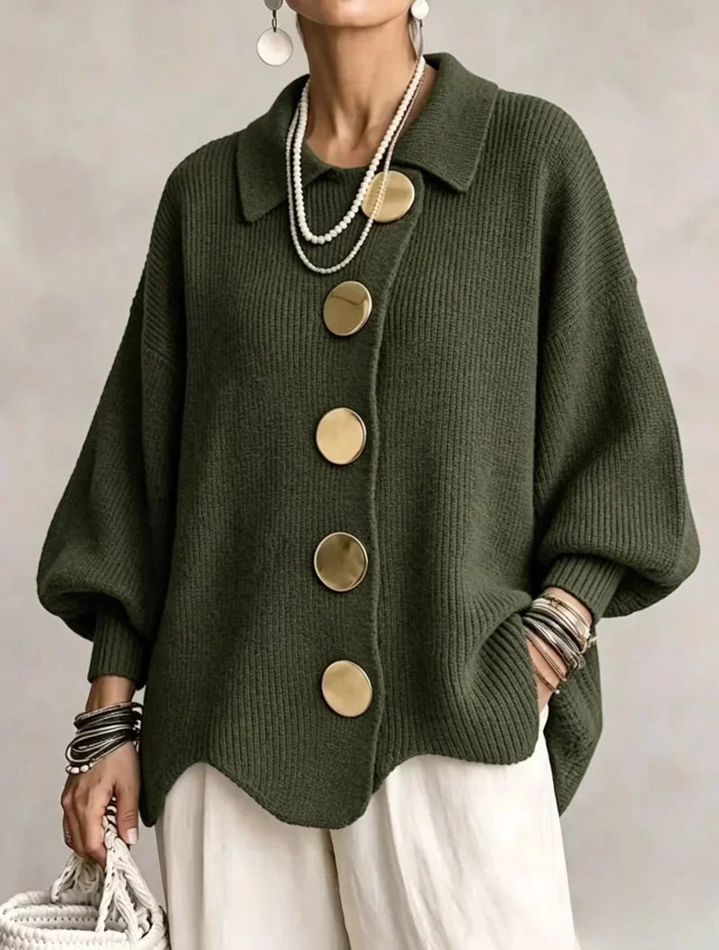 Victoire | Gilet oversize à gros boutons dorés