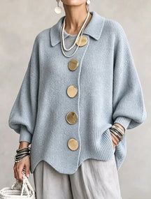 Victoire | Gilet oversize à gros boutons dorés