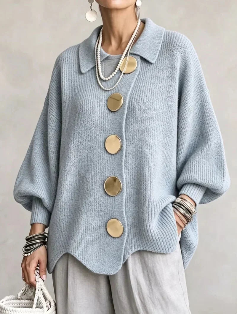 Victoire | Gilet oversize à gros boutons dorés