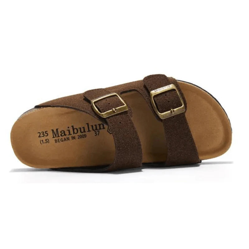 Suede Dark Brown Sandals - Maibulun™