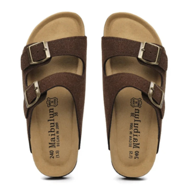 Suede Dark Brown Sandals - Maibulun™
