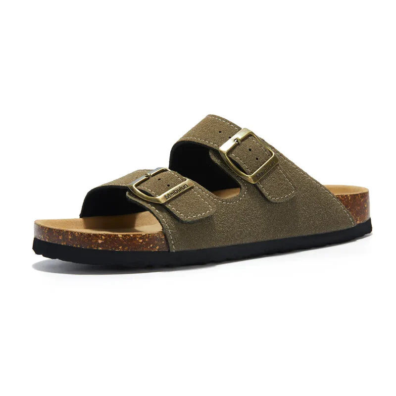 Suede Moss Green Sandals - Maibulun™