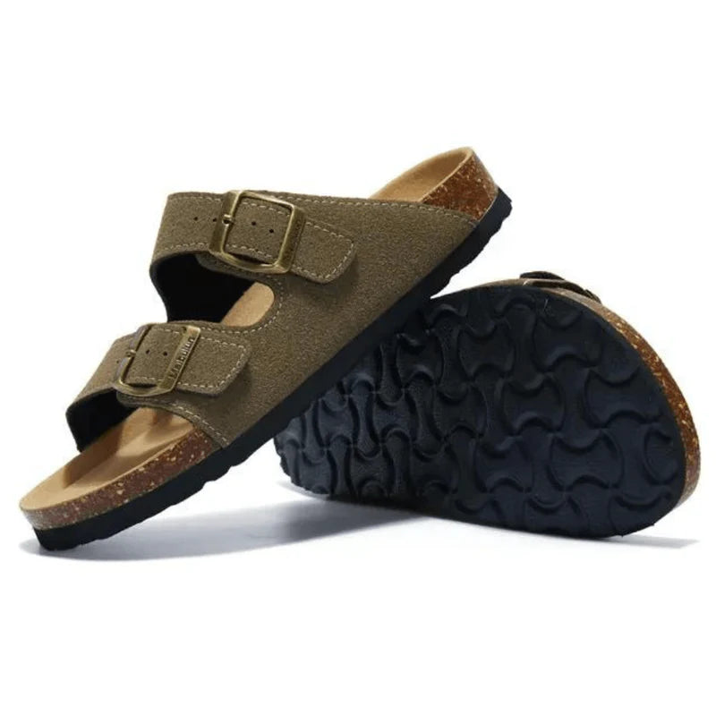 Suede Moss Green Sandals - Maibulun™