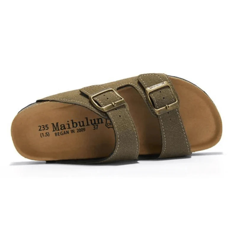 Suede Moss Green Sandals - Maibulun™
