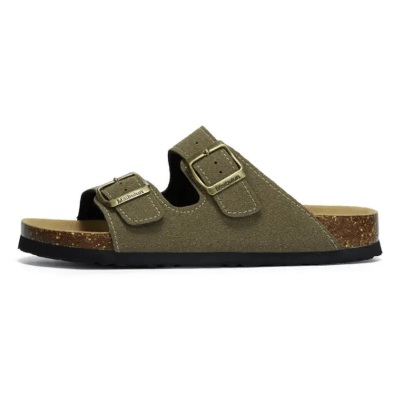Suede Moss Green Sandals - Maibulun™